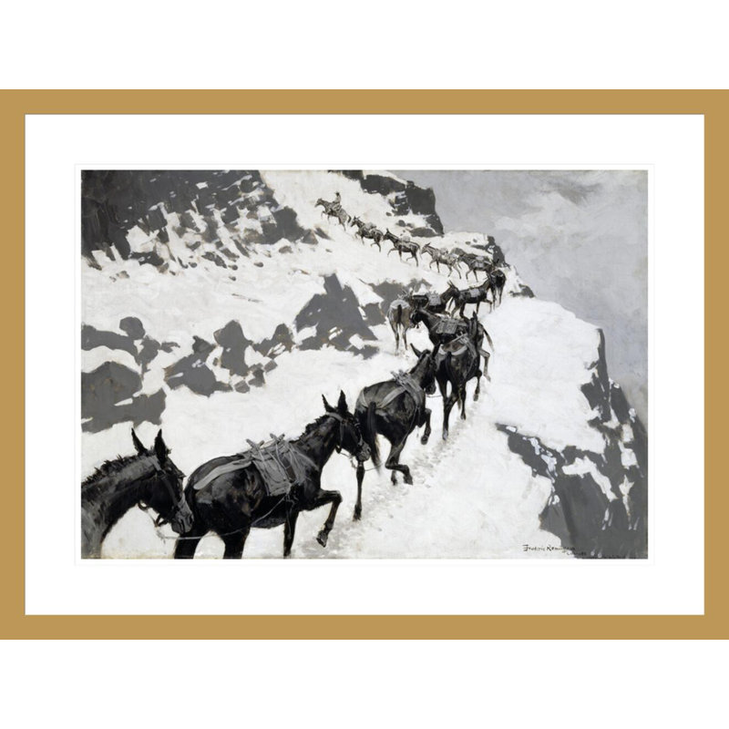 «The Mule Pack» par Frederic Remington - impression giclée sur cadre, H 22,27 po x l 29,5 po