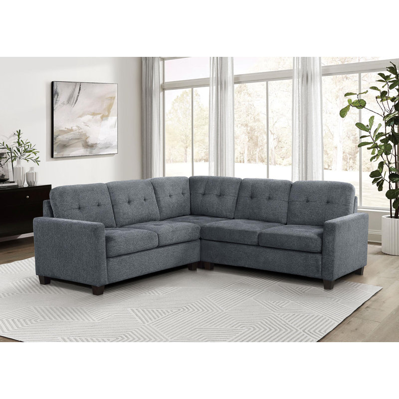 Canapé modulaire rembourré 3 pièces Onorato, Tissu gris