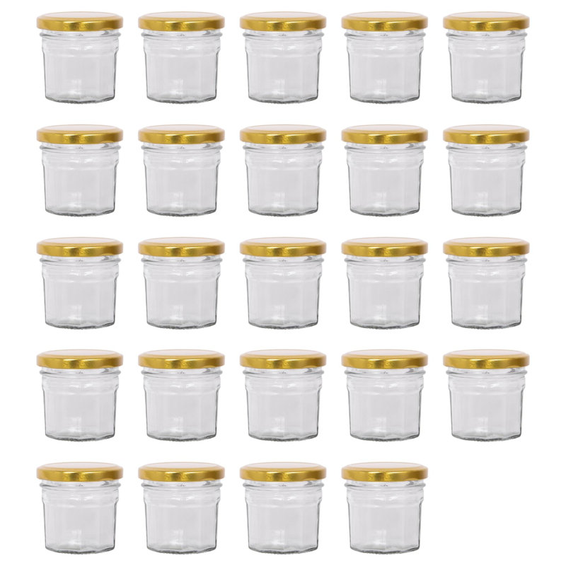 Glass Jar - Set of 24, Gold, 90ml