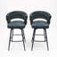 Ensemble de 2 tabourets de bar pivotants en suède de 26 pouces avec pieds noirs et repose-pieds pour îlots de cuisine et barres (bleu)