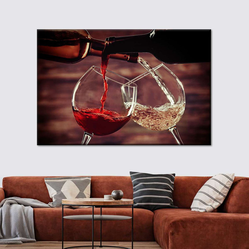 Pouring Red And White Wine Canvas Print, 12" H x 8" W x 1" D