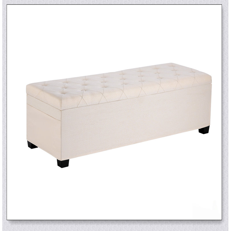 Banc repose-pieds avec rangement et capitonnage à boutons avec sacs latéraux, commode rembourrée pour le salon et la chambre à coucher