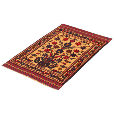 Tapis unique en laine nouée à la main 3 pi x 4 pi 9 po nouvel âge Maryvonne