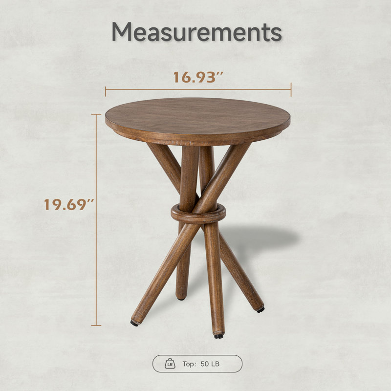 Farmhouse Round Wood End Table