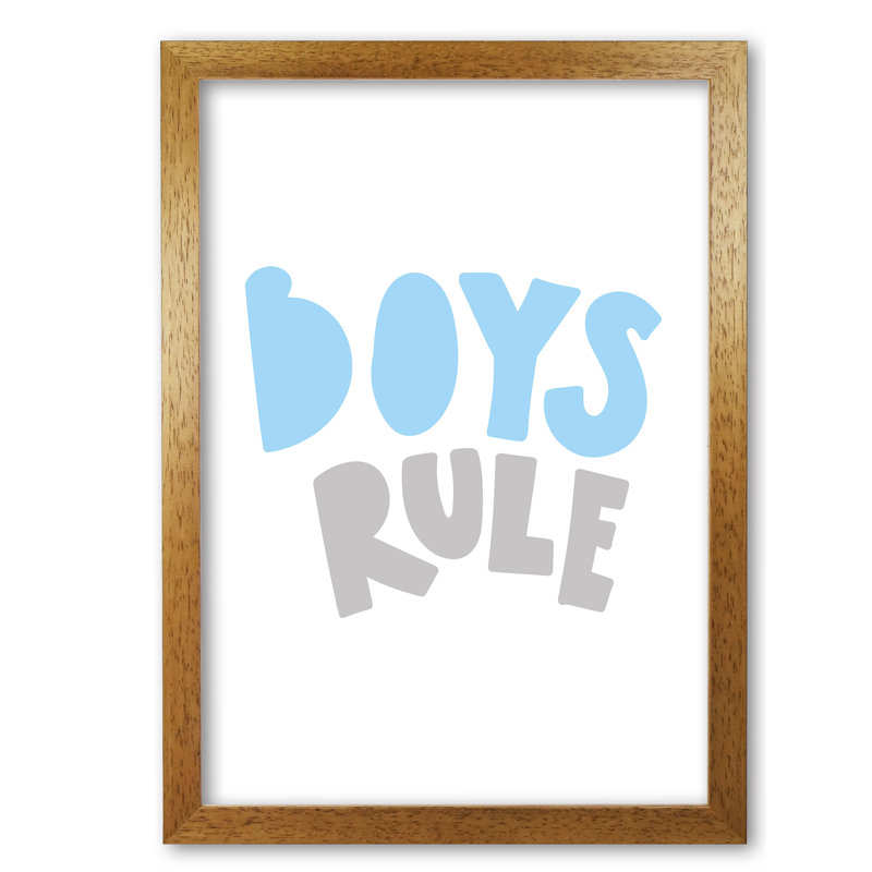 Boys Rule - Print, 30 cm H x 21 cm W x 5 cm D, Honey Oak Frame