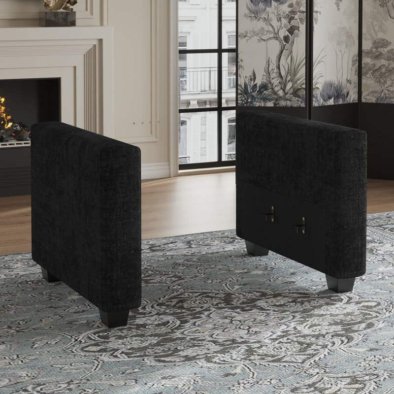 Accoudoirs de canapé modulaire Soneson Ivery, Lin noir