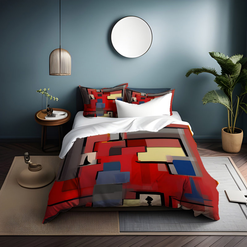 Polyester Abstract Duvet Cover, King Duvet Cover + 2 King Shams