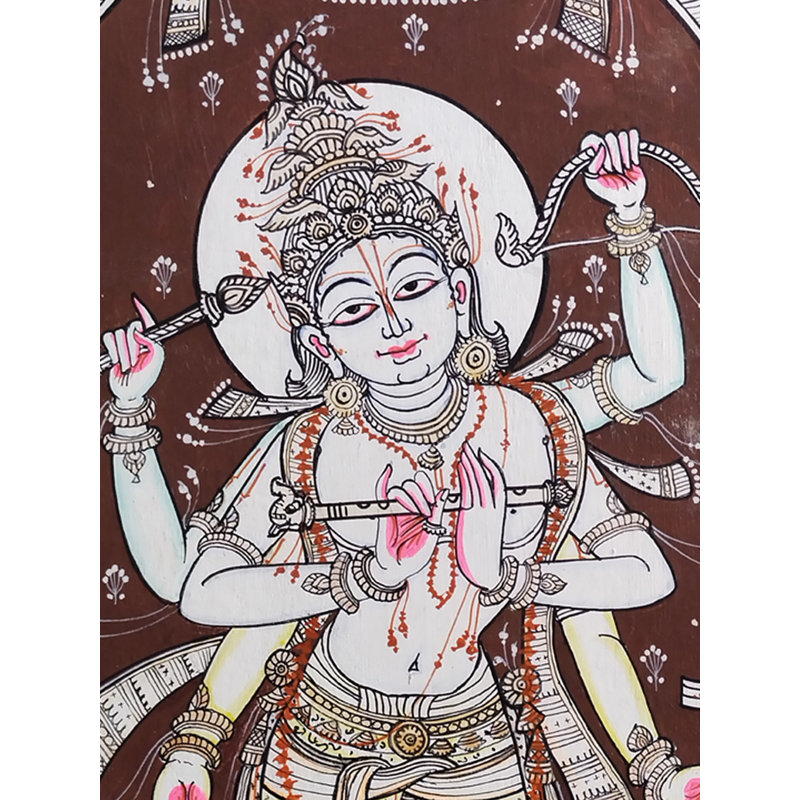 Murlidhar Lord Krishna | Couleur naturelle sur feuille faite à la main | Par Rakesh Kumar