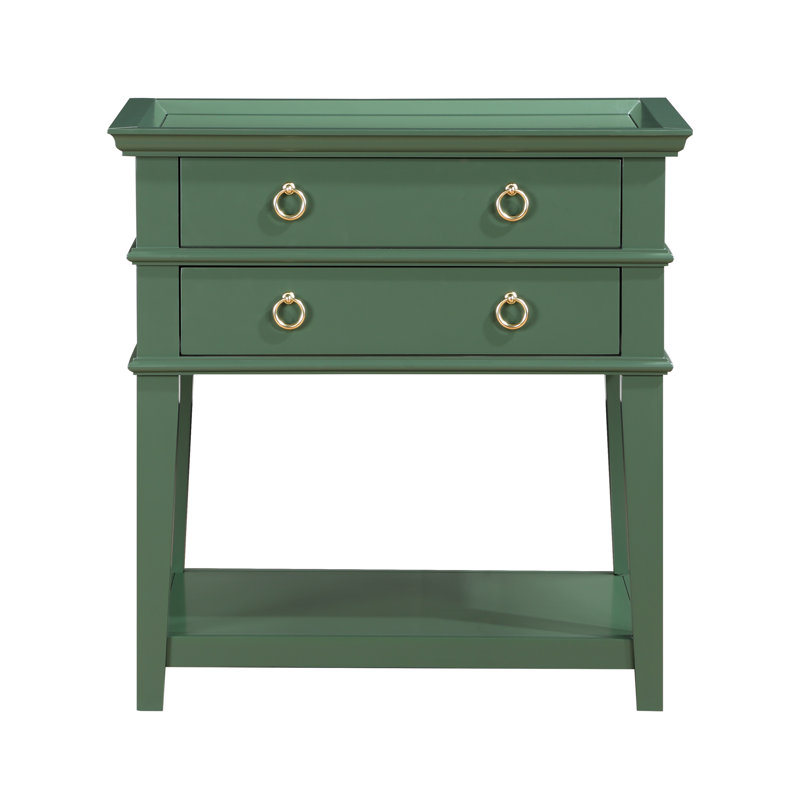 Table de chevet 2 tiroirs Carmona, Vert antique