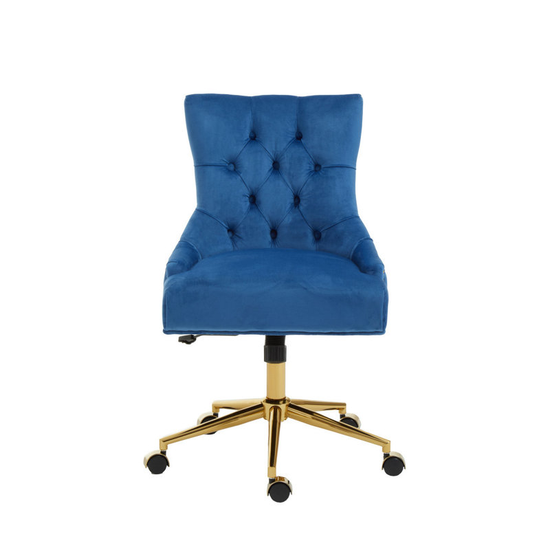 Farner Velvet Executive Chair, Gold, Blue