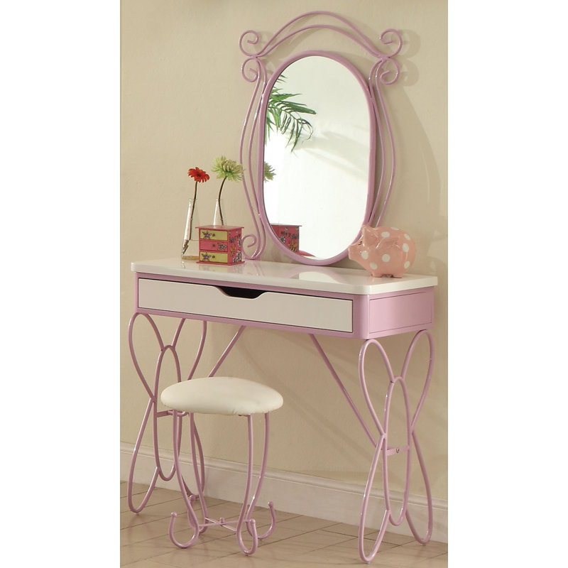 Ensemble coiffeuse pour enfant avec miroir Kevon