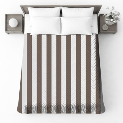 Brown White Stripes Bedding Stripes Bedspread Pattern