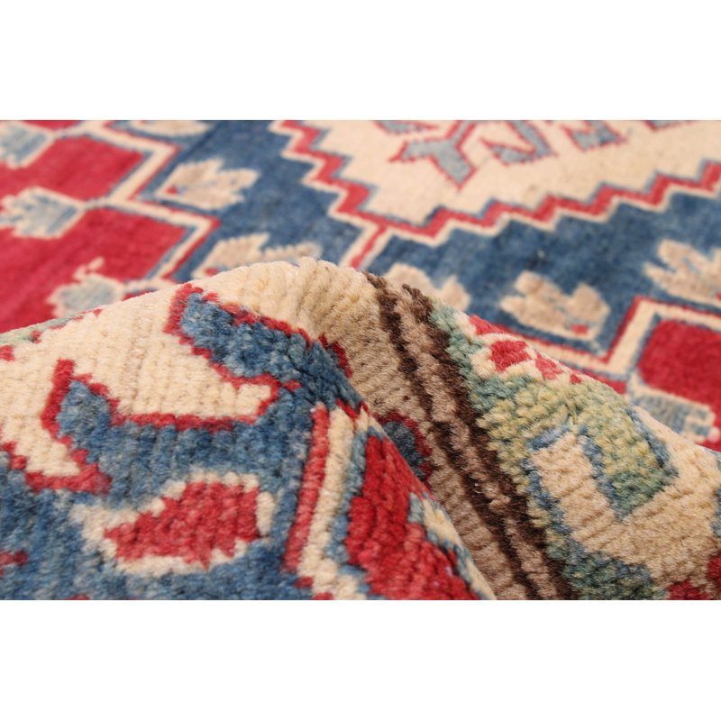 Tapis unique en laine noué à la main 6 pi 8 po x 9 pi 6 po nouvel âge Sandyfield - rouge / bleu / beige