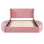 Grand lit tapissier en velours avec tête de lit à oreilles, 1 grand tiroir de rangement et 2 compartiments latéraux (tête de lit rose captivante)-121020334