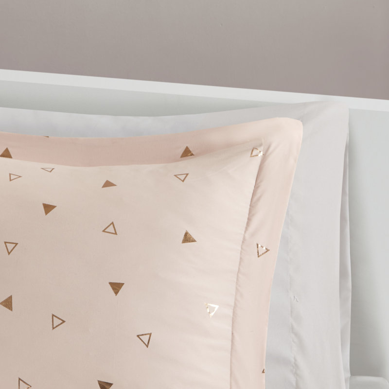 Ensemble de housse de couette Zoey, Housse de couette double / grand et 2 taies décor, Rosé / Or rosé