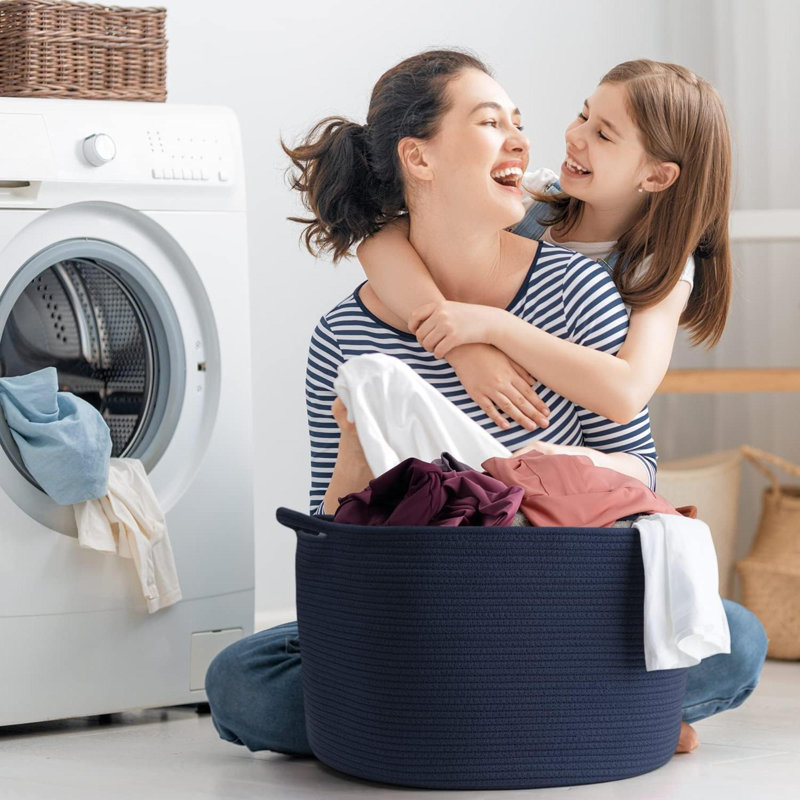 Laundry Basket with Handles, Blue
