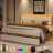 Omartin 45.4'' Bed Frame Twin Size with Armrests Headboard & RGB Light, Upholstered Twin Size Bed Platform with Drawers-605538713-662449979