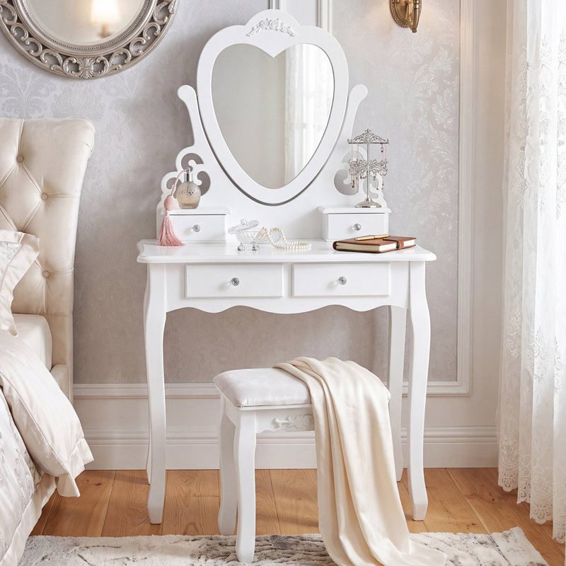 Brenda Dressing Table with Mirror, White