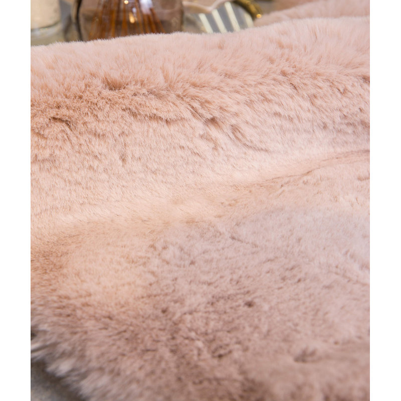 Tapis rose en polyester tissé à la machine Scheffler, Rond 2 pi 11 po
