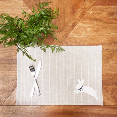 White Bunny Hop Stripe Placemat Set of 6