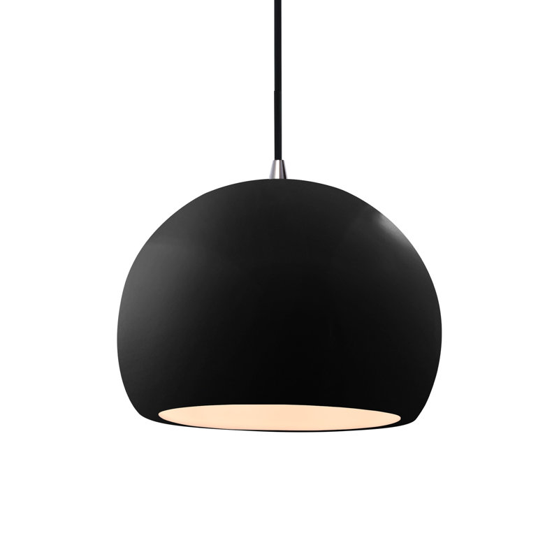 Luminaire suspendu à 1 lumière Aschwin, H 7,75 po x l 10 po x P 10 po, Noir brillant, Nickel brossé