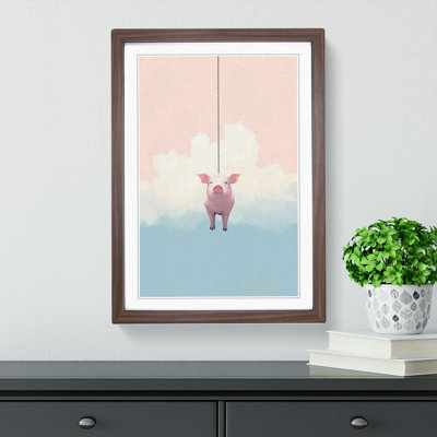 XYZ-FRM-V1223-5139 Pig Minimalism - Single Picture Frame Print on Wood