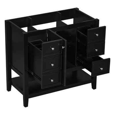 Base de meuble-lavabo moderne 36 po avec 1 armoire, 3 tiroirs