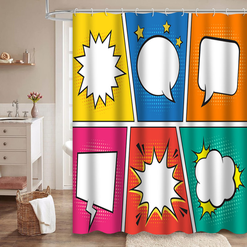 Rideau de douche rétro avec 12 crochets, 72" L x 72" W