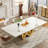 Behesh 78.74" W Rectangular Stainless Steel and Sintered Stone Dining Table