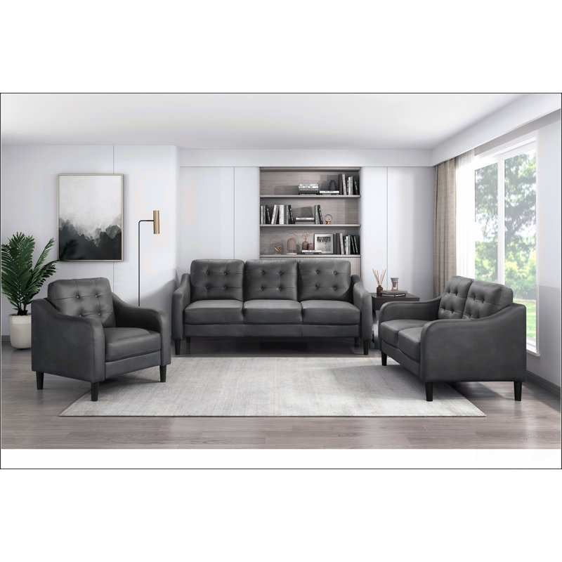 Canapé capitonné gris en microfibre capitonné 1pc