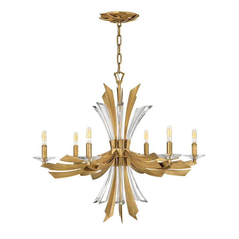Vida Burnished Gold and Crystal 6-Light Chandelier