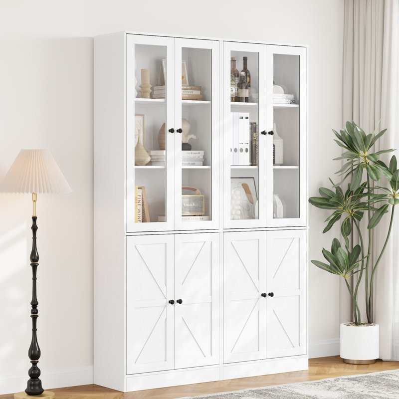 70.9'' H Book Cabinet Storage Bookcase Set, White