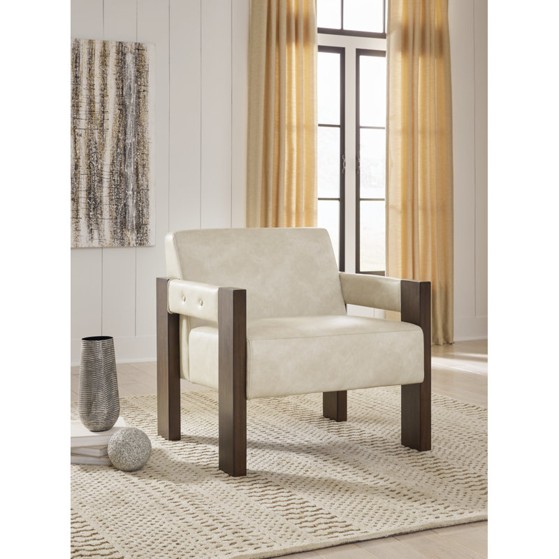 Fauteuil d'appoint Hira, Similicuir beige