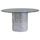 Signature Designs Trunk Segment Round Dining Table with Glass Top
