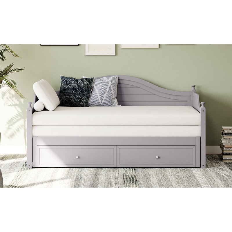 Wood Daybed With 2 Storage Drawers