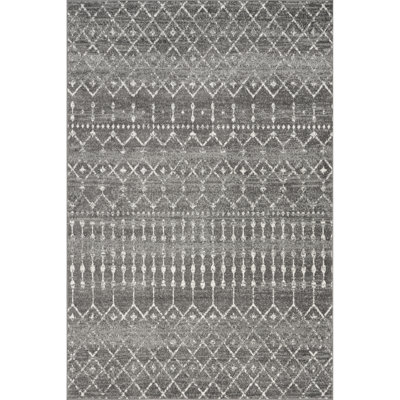 Amanuel Moroccan Geometric Area Rug in Dark Gray