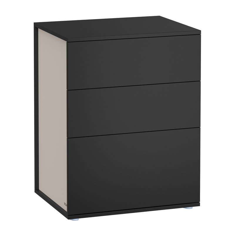 Superfast Toolless Assembly Bedside Table With 3 Storage Drawers, Black