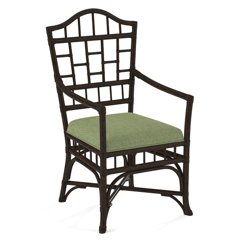 Chippendale Upholstered Arm Chair, Java, White Sugar Performance; 0863-91