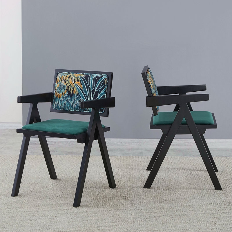 2 chaises de salle à manger, en bois d'hévéa massif, de style médiéval, avec accoudoirs, chaise de salon, simple et naturelle