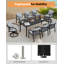 Table de salle à manger de patio rectangulaire pour 6 personnes en aluminium toutes saisons pour le jardin et la piscine (noir)-1155405034-1155405046