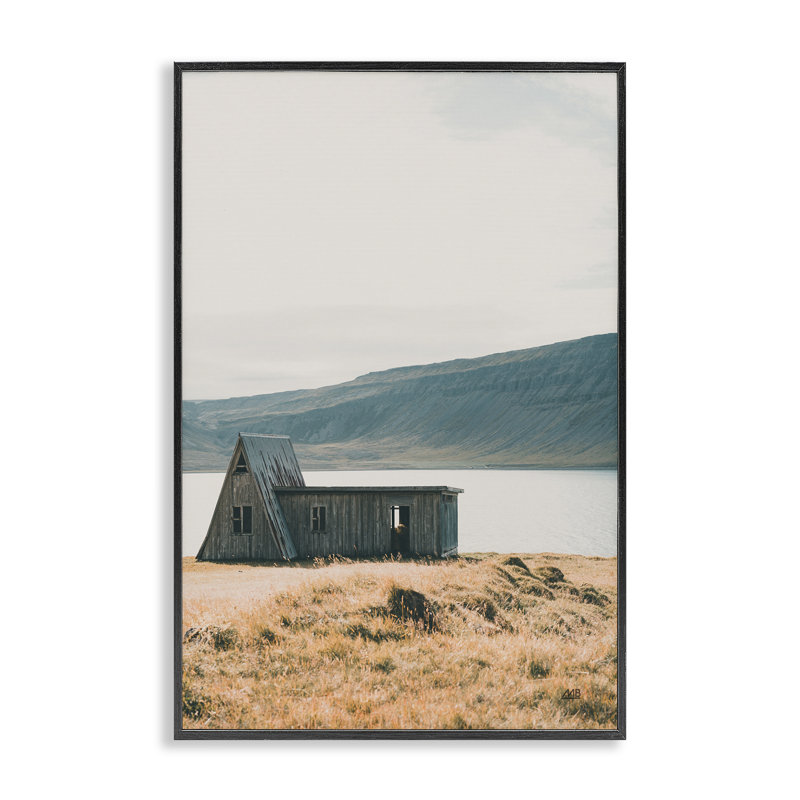  Islande, art de la giclée Cottage par Max Blakesberg Studios, Giclée encadrée noir minuit, H 24 po x l 16 po