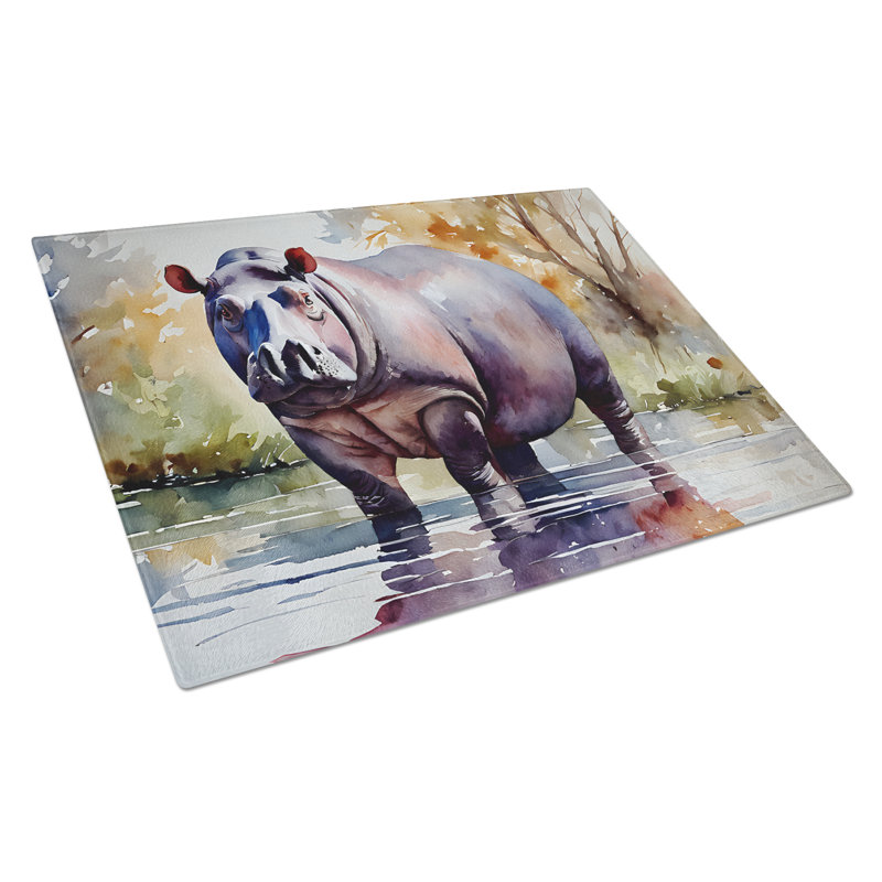 Hippopotamus Glass Cutting Board Large