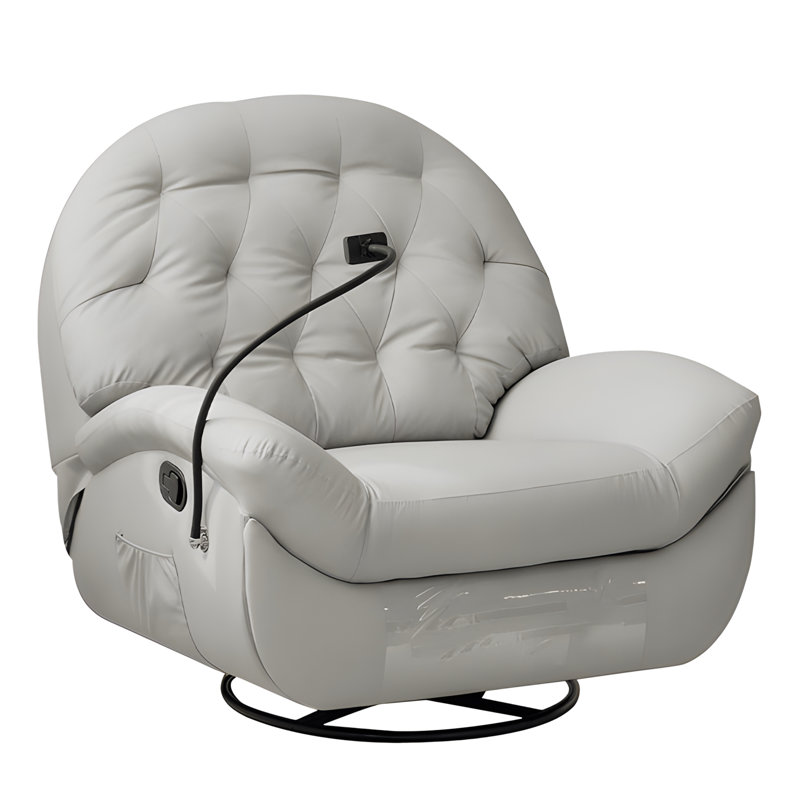 Canapé inclinable électrique moderne - Cuir gris clair rayé de chat