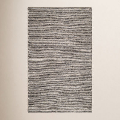 Blue Ivory Mixed Striped Hand-Woven Rug