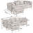 L-shaped Sectional Sofa with Storage Ottoman, 4 - Seat Sofa Couch,Rivets & Tufted Design