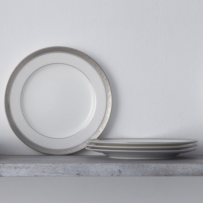 Ensemble de 4 assiettes à salade Noritake Odessa, 8 1/2 po, Platine