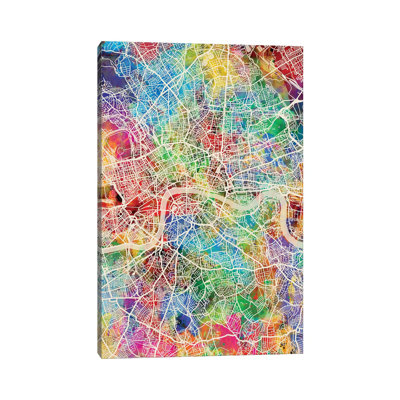 London England Street Map IV by Michael Tompsett - Wrapped Canvas Gallery-Wrapped Canvas Giclée