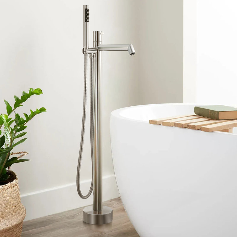 Floor Tub Filler with Diverter, Brushed Nickel