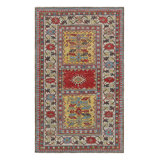 Rug & Kilim’S Kazak Style Rug In Red And Yellow With Geometric Medallion