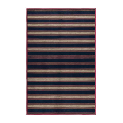 Machine Washable Horizontal Stripes Brown Area Rug